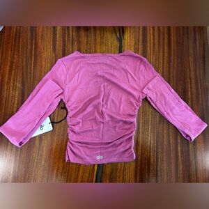 ALO Yoga Pink Gather Long Sleeve Top